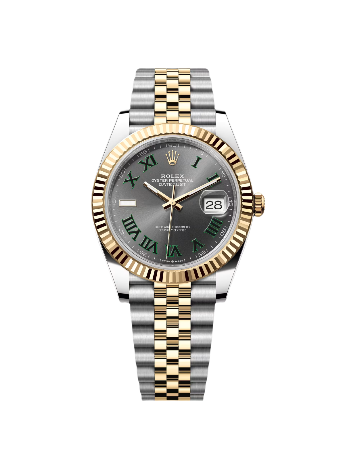 [2026 Mirror Grade]RLX  Datejust 41mm 126333 Two-Tone Yellow Gold Fluted Bezel Wimbledon Dial Oyster