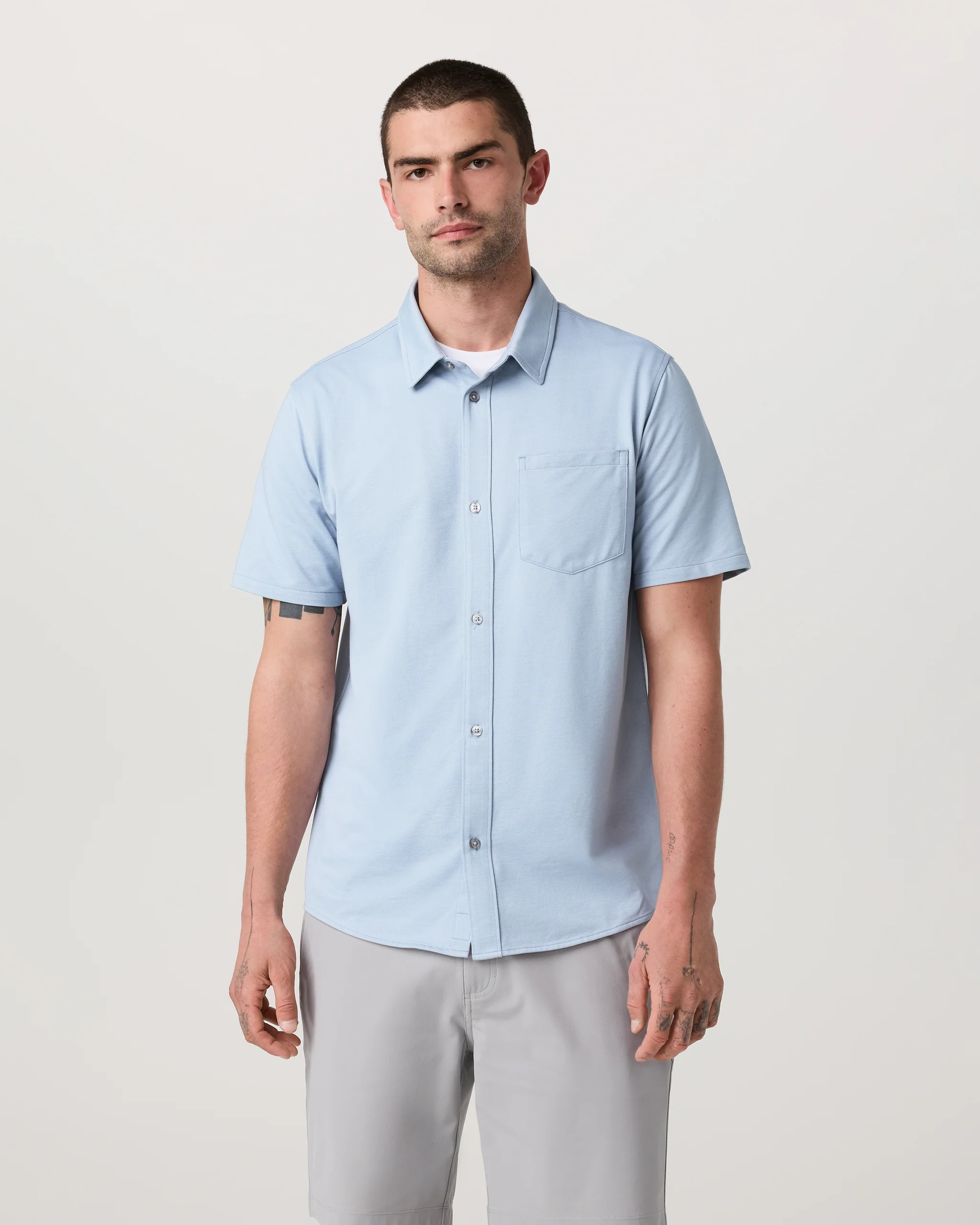 Short Sleeve Knit Oxford Button Down - Classic Fit