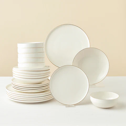 Service de Table Karaca Stream Bone Meridian, 24 Pièces, pour 6 Personnes, Doré