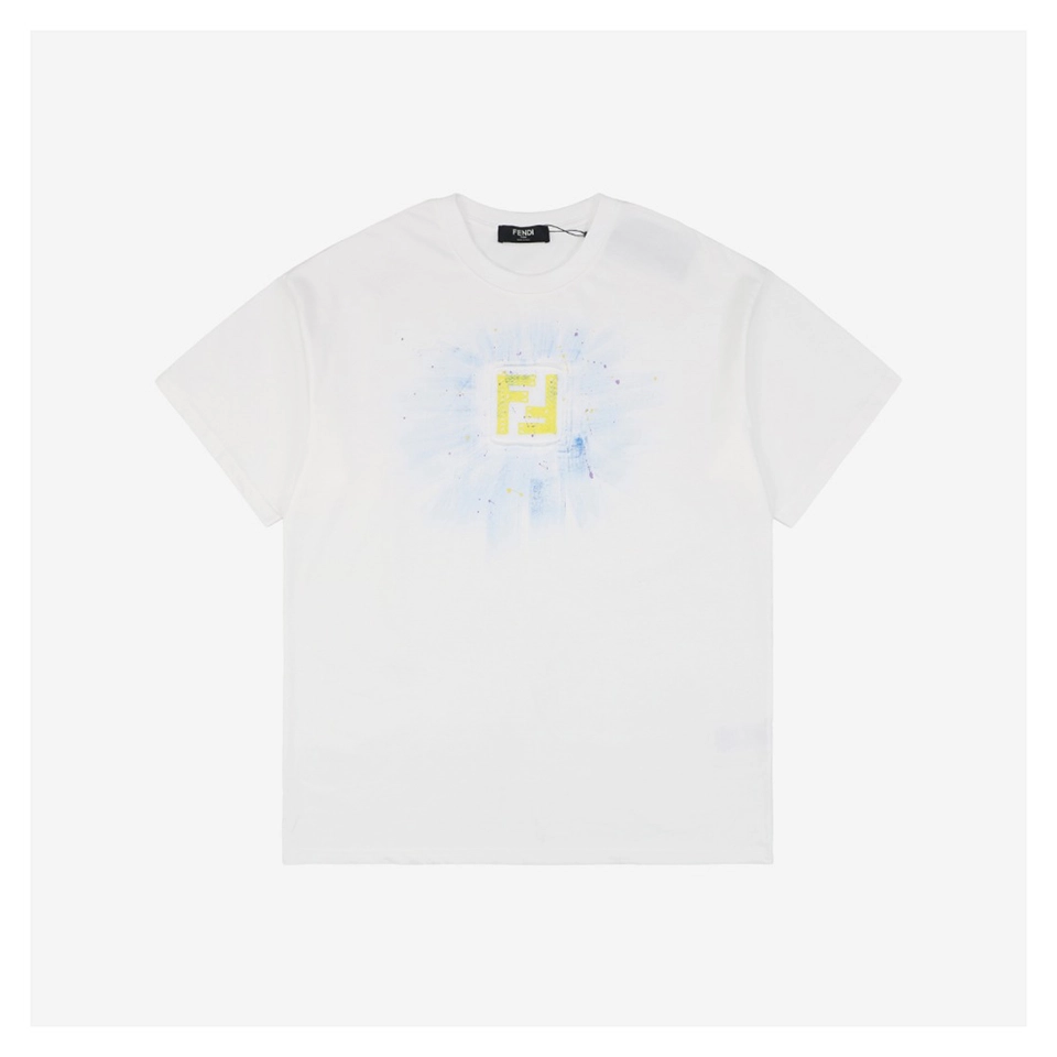 F Radiant Ink Splash Embroidered T-Shirt (Black/White)