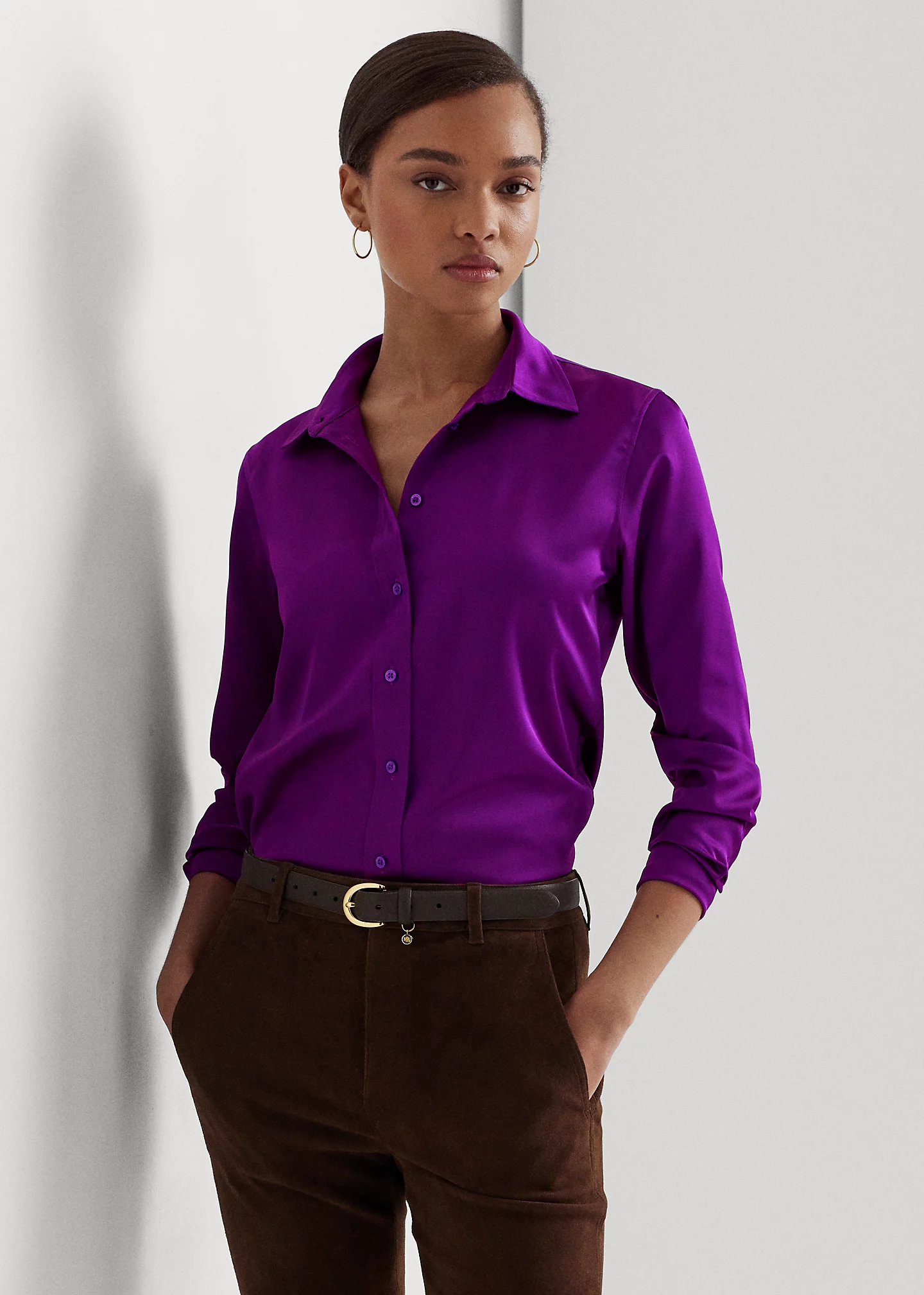 Classic Fit Satin Charmeuse Shirt