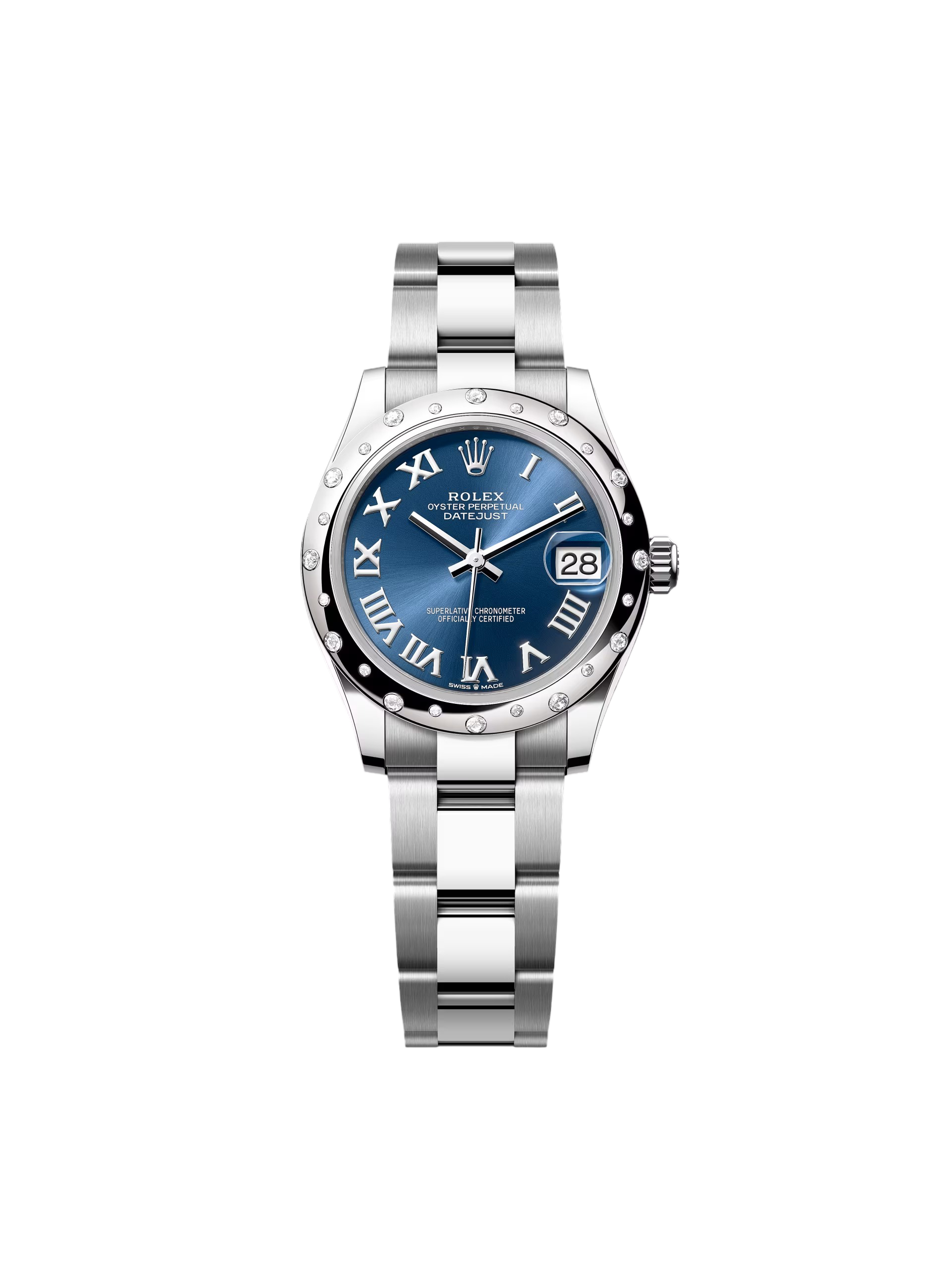 [2026 Mirror Grade]RLX Datejust m278344-0035/0036 Bright Blue Dial 31mm Domed Diamond Oyster Watch