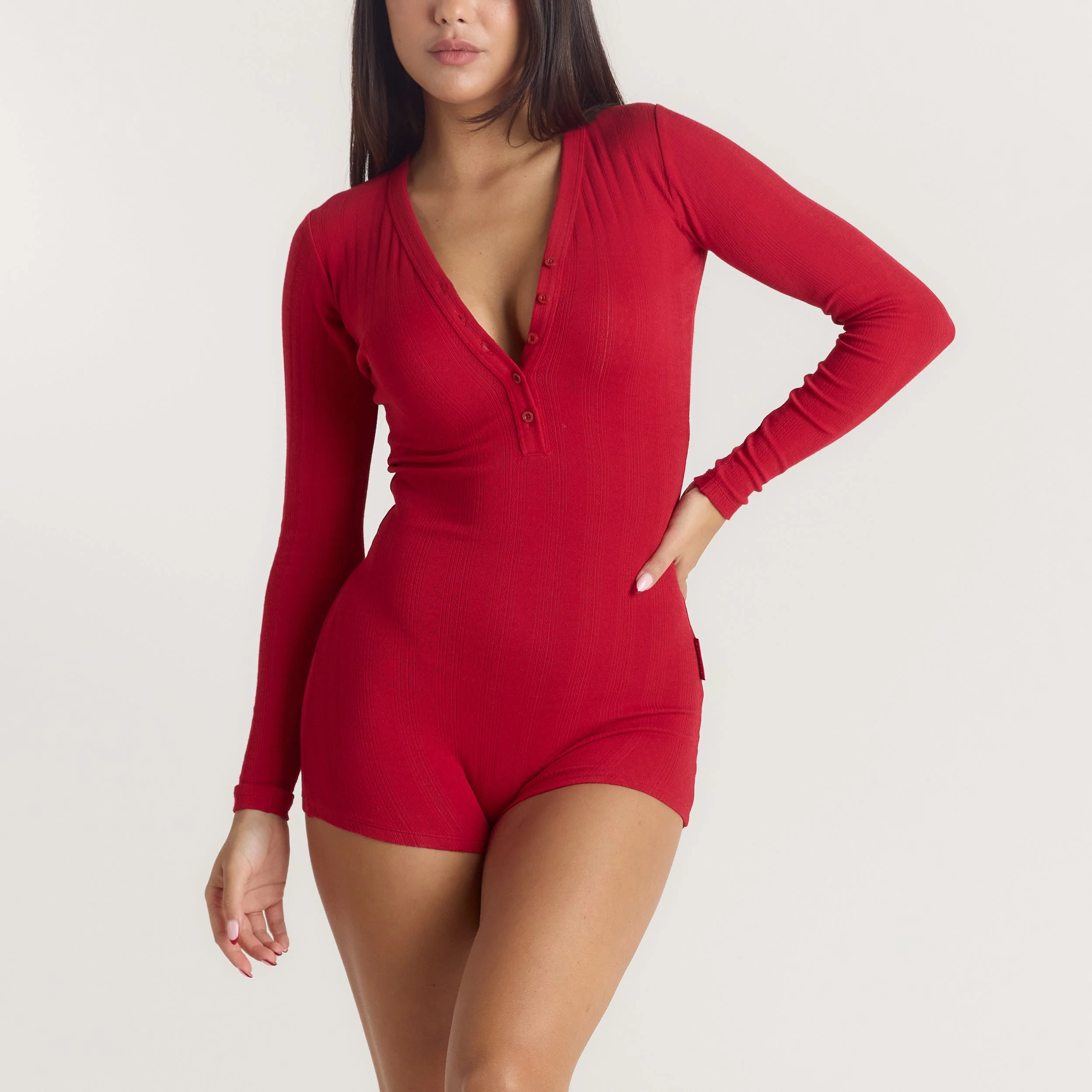 Alpine Dreams Pointelle Romper - Maroon