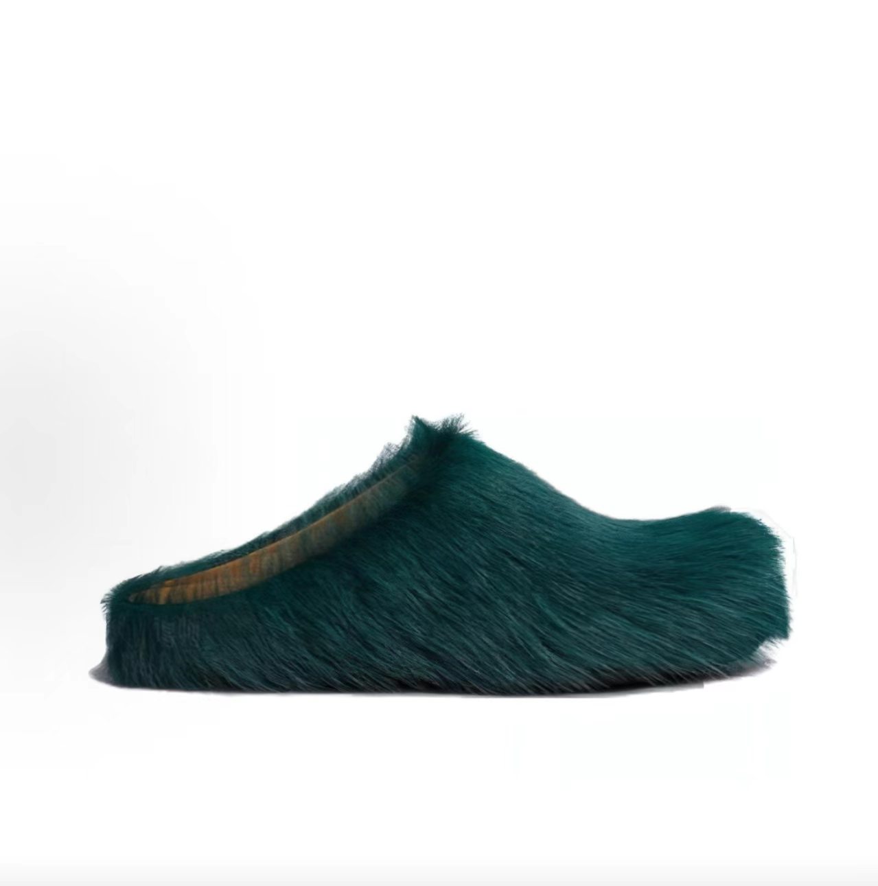 Marni Dark Green Haircalf Fussbett Mules