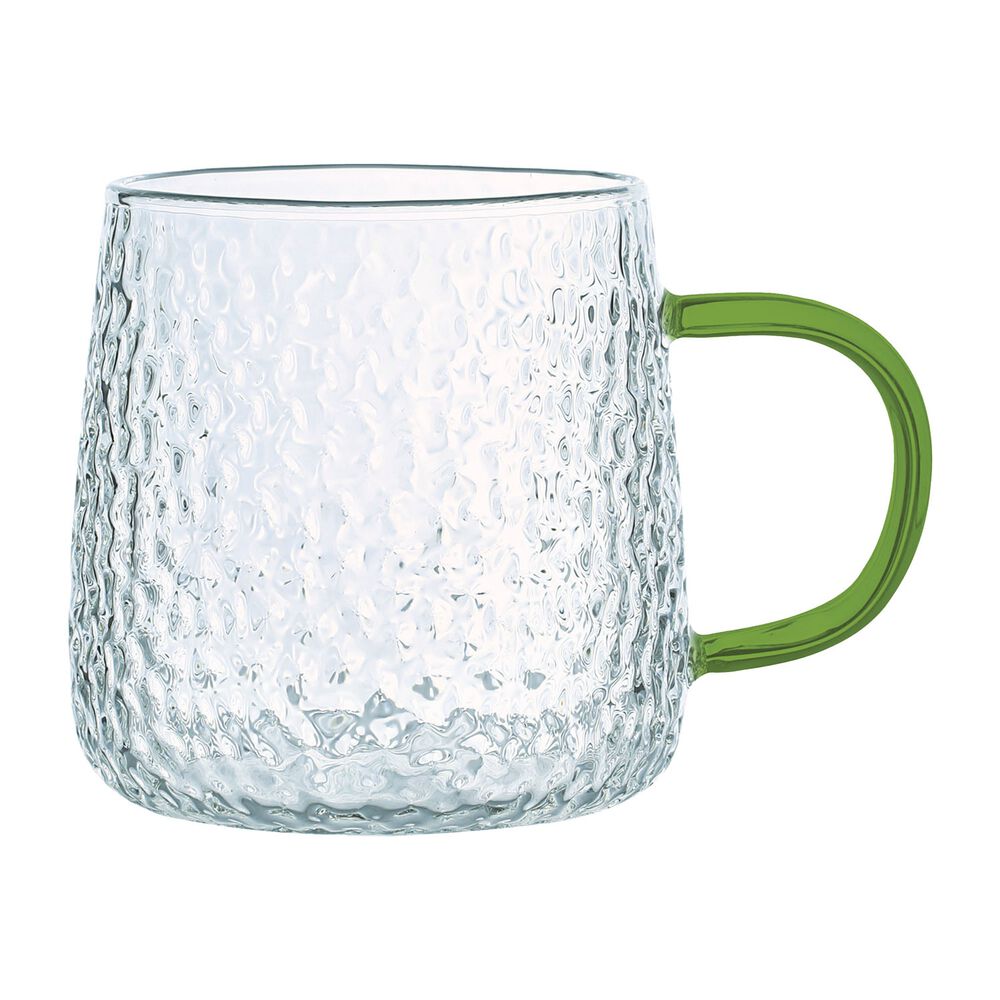 MG HOME Szklanki żłobione MG Home Deco, 4 sztuki, 350 ml, z zielonym uchem