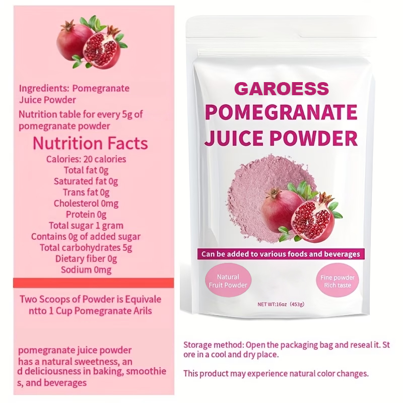 Pomegranate Juice Powder, 16oz | Natural Fruit Powder | Freeze Dried And Cold Pressed |No Additives | Delicious Baking, Smoothies, And Beverages | Natural Sweet Pomegranate Juice Powder