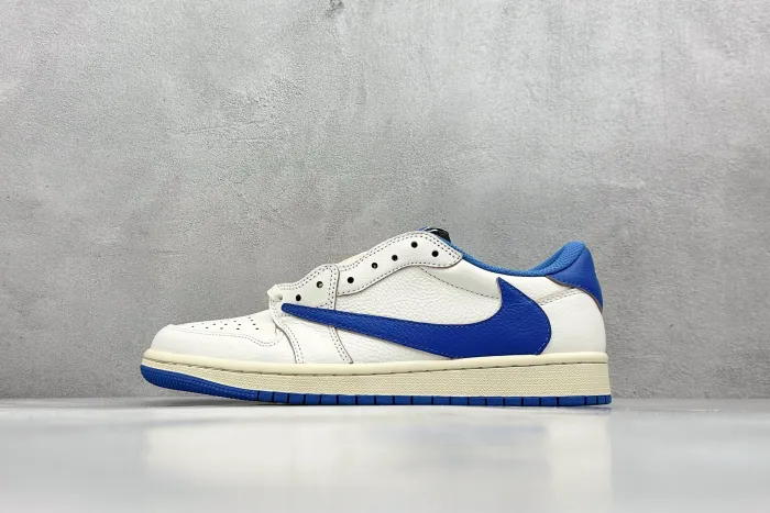 Travis Scott x Fragment x Air Jordan 1 Low Cream White Blue TS  CQ3277-100