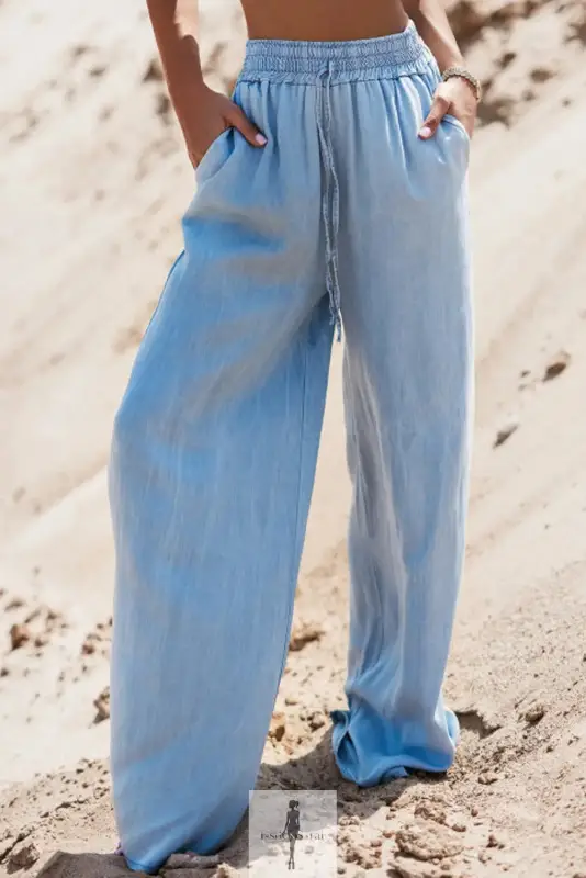 High Waist Wide Leg Denim Pants