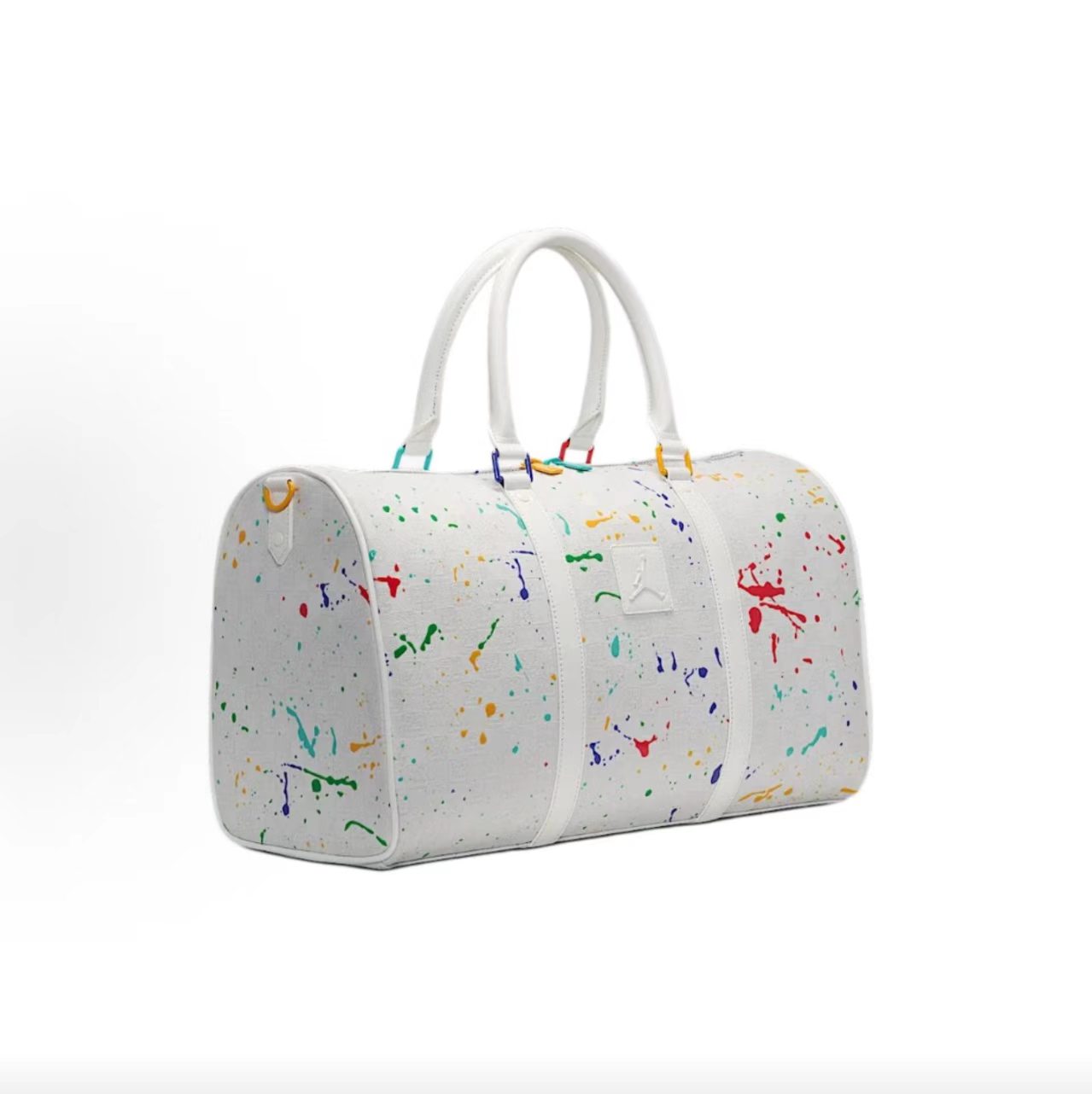 Jordan White Monogram Color Splash Paint Duffle Bag