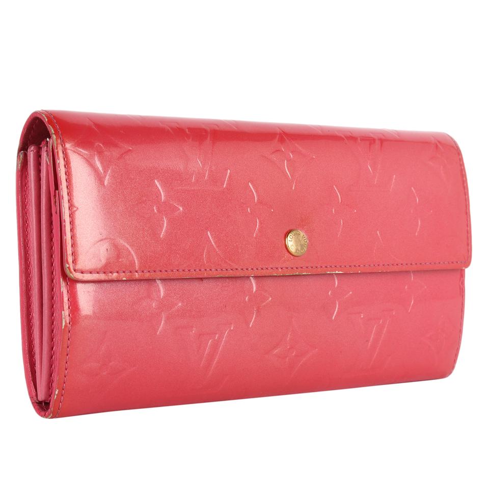 Pink Sarah Vernis Leather Wallet)