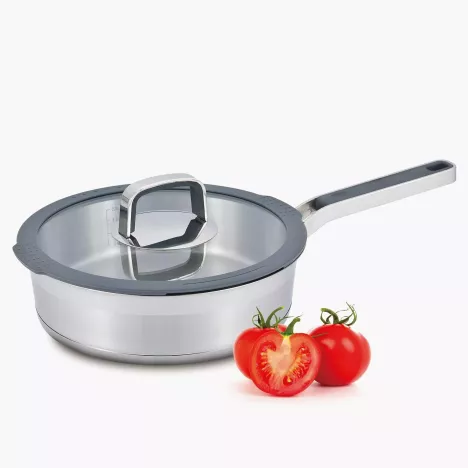 MARKA DUKA Głęboka patelnia z pokrywką DUKA ESKIL 24 cm srebrna stal nierdzewna