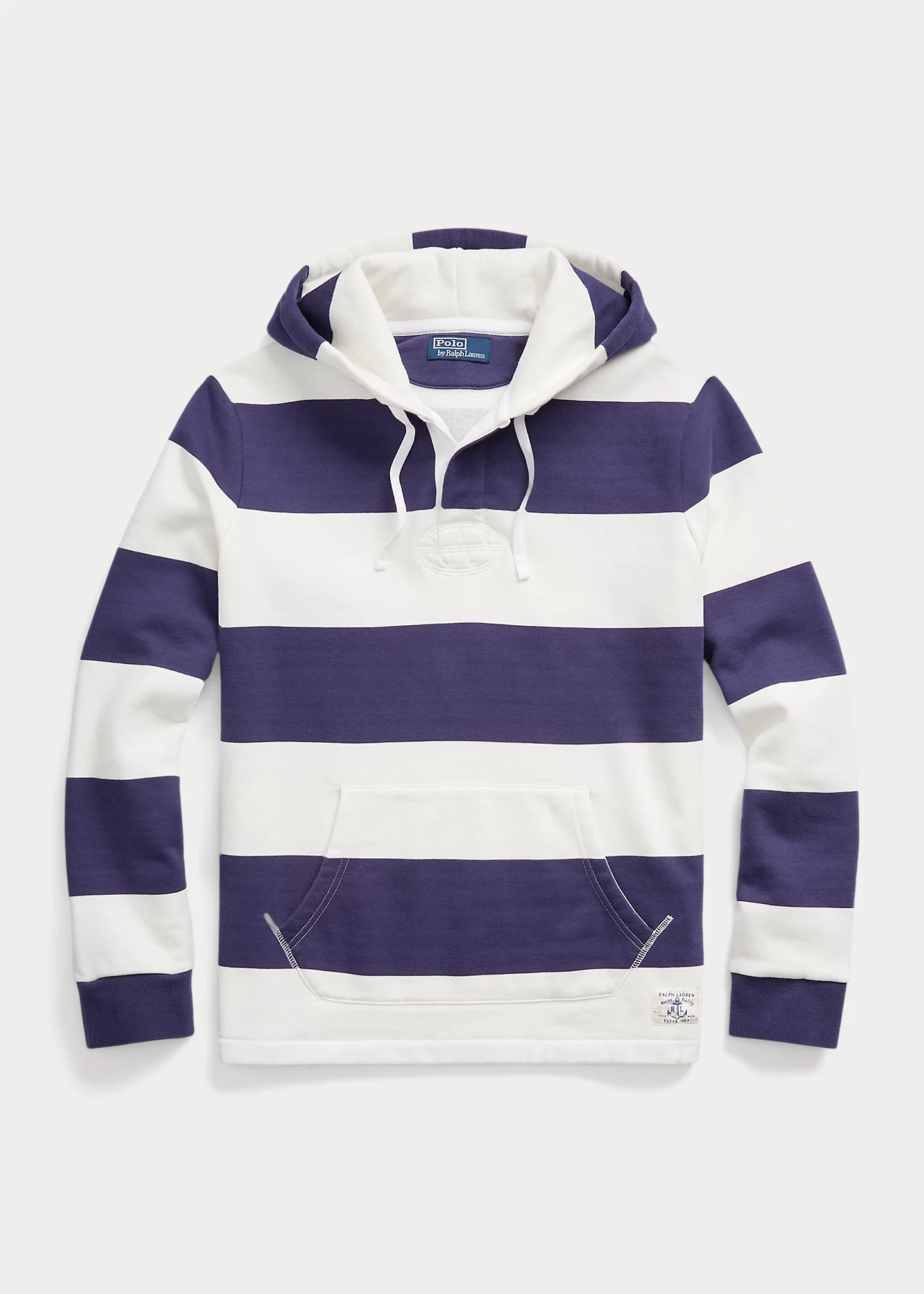 Striped Fleece Rugby Hoodie