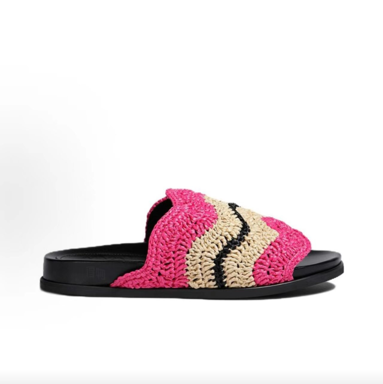 Marni Striped Raffia Slide Sandals