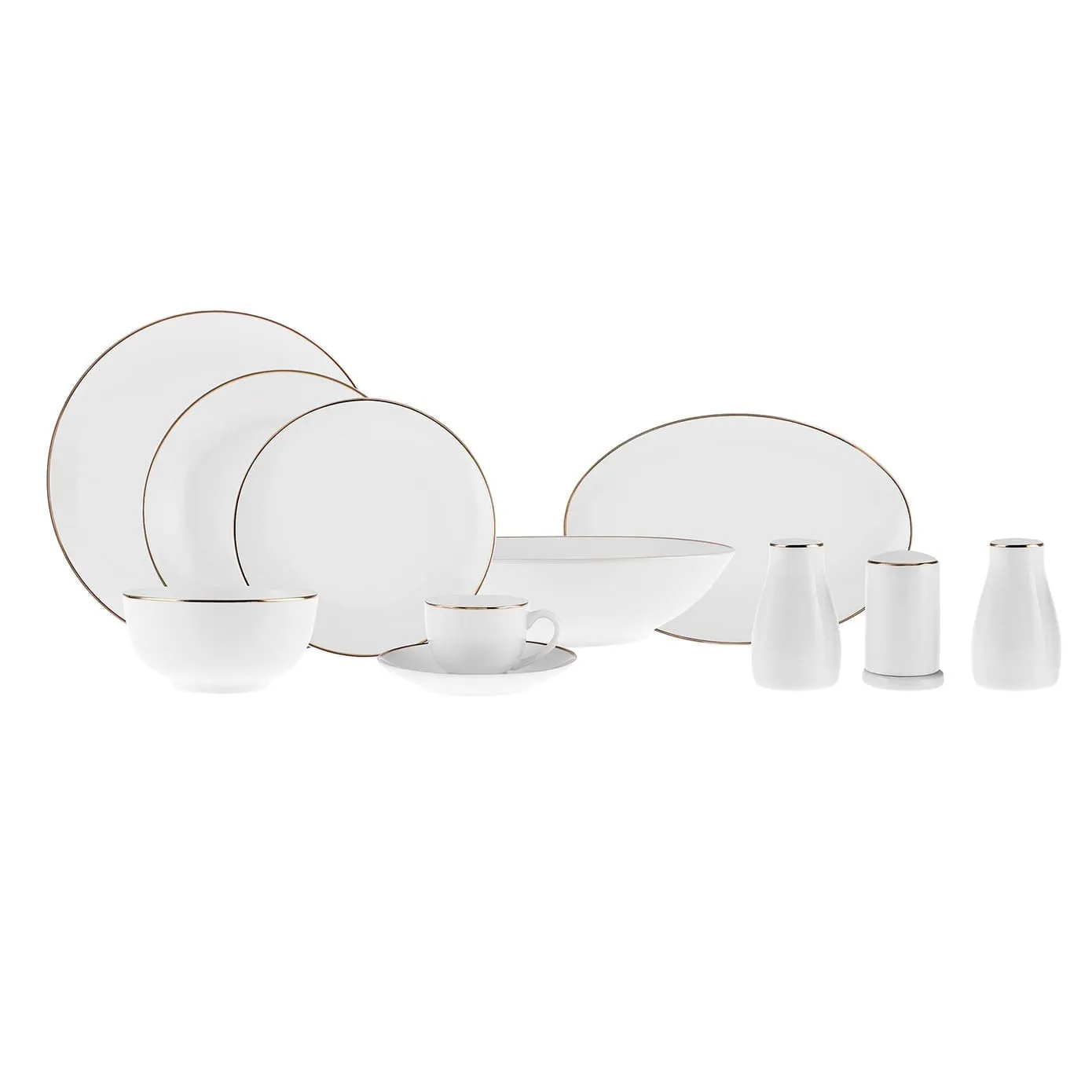 Service de table Karaca Epsilon pour 12 personnes, 76 pièces, New Generation Bone, or