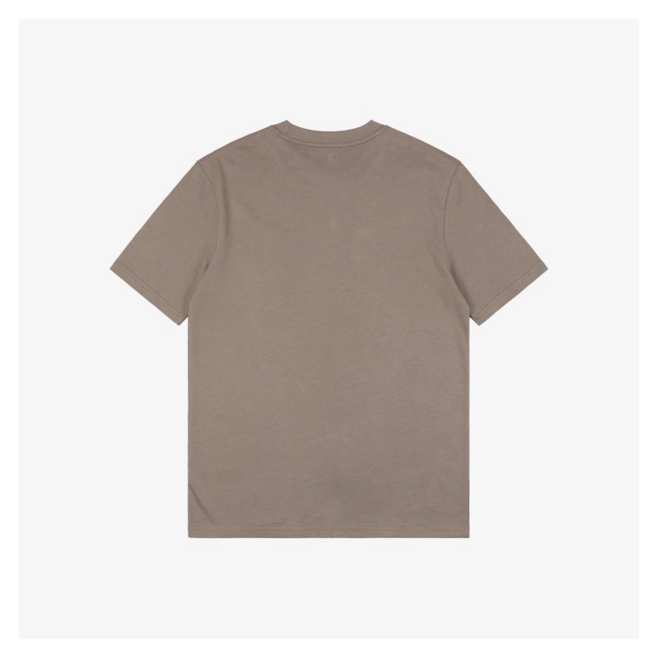 Ami Heart Logo Embossed T-Shirt Khaki