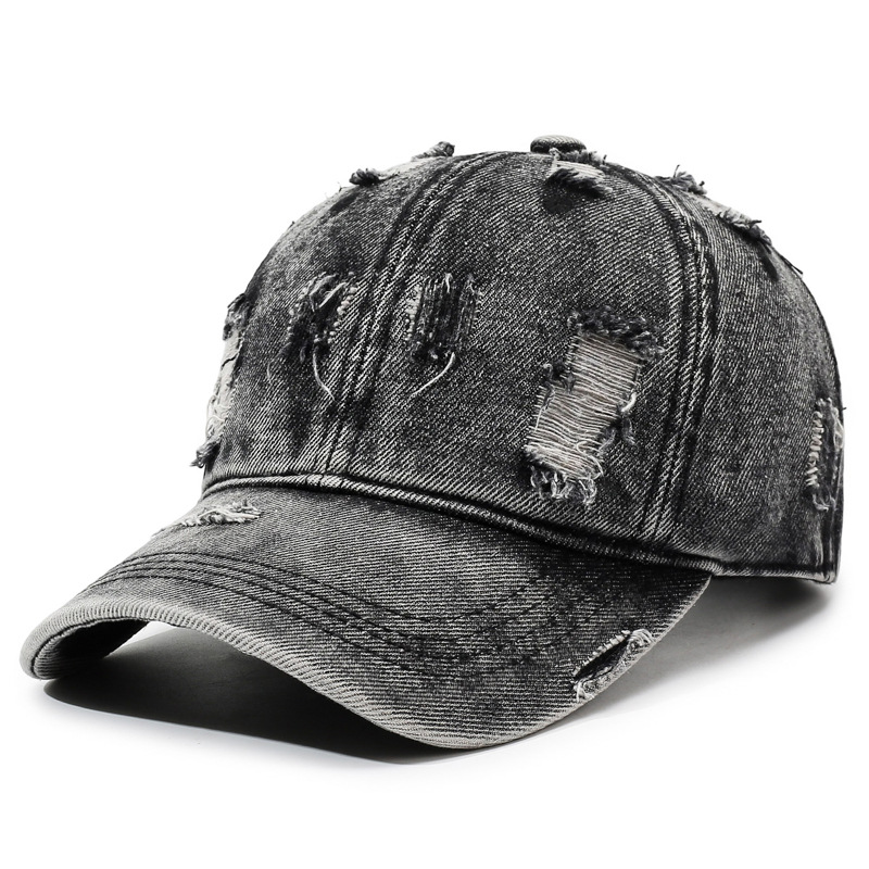 Men's Retro Washed Ripped Adjustable Buckle Denim Baseball Cap