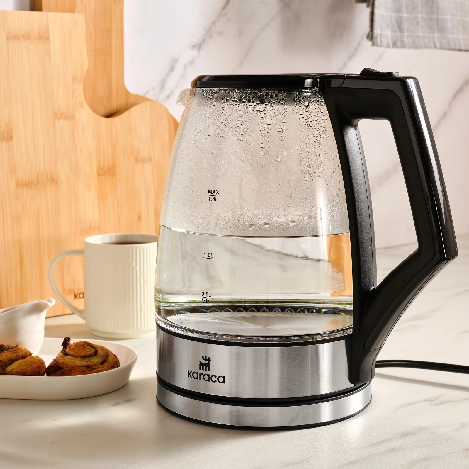 Karaca Glacia Bouilloire En Verre, 2200W, 1,8L, Transparent