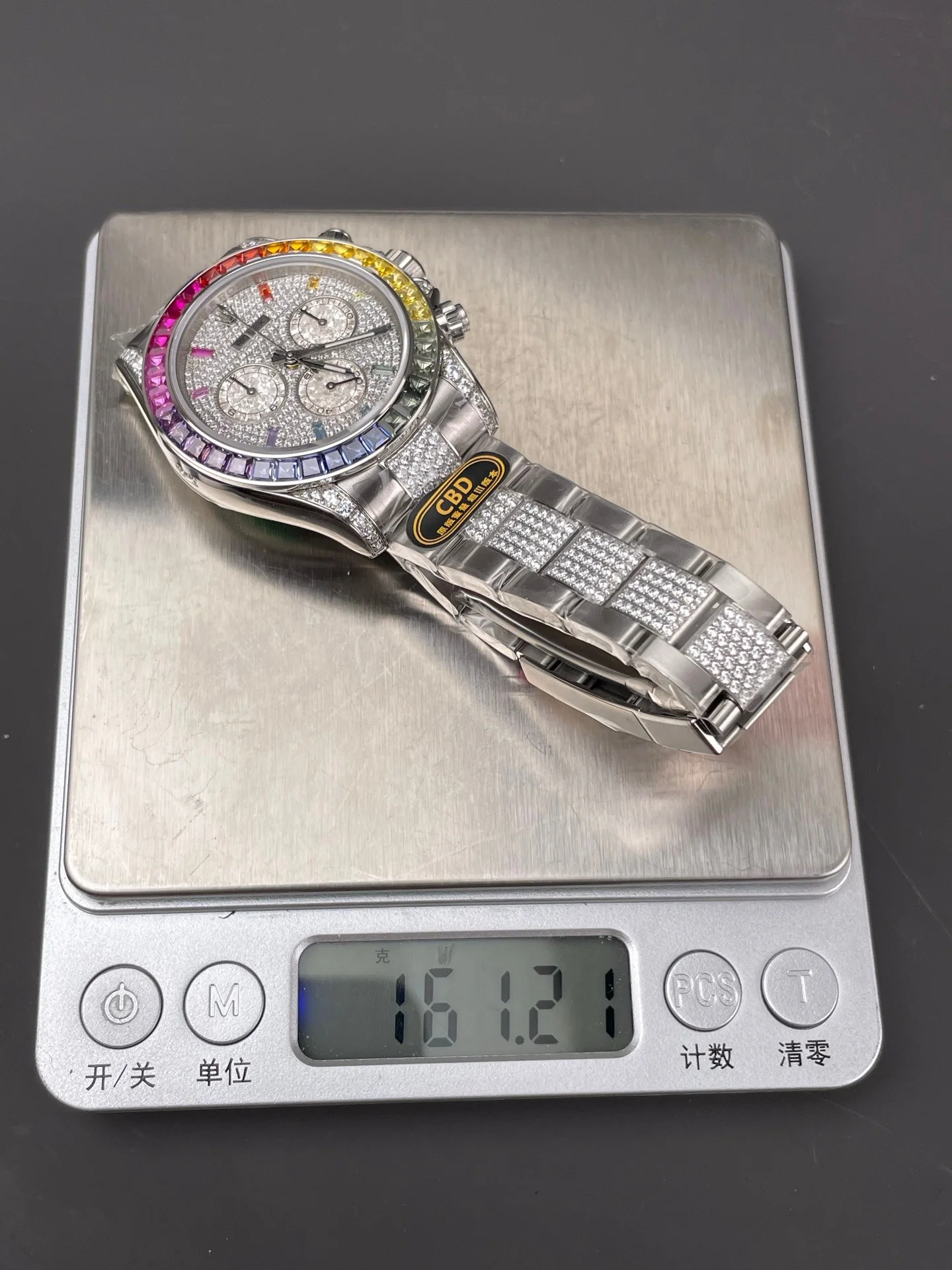 Rainbow Daytona Platinum Full Stone Bezel