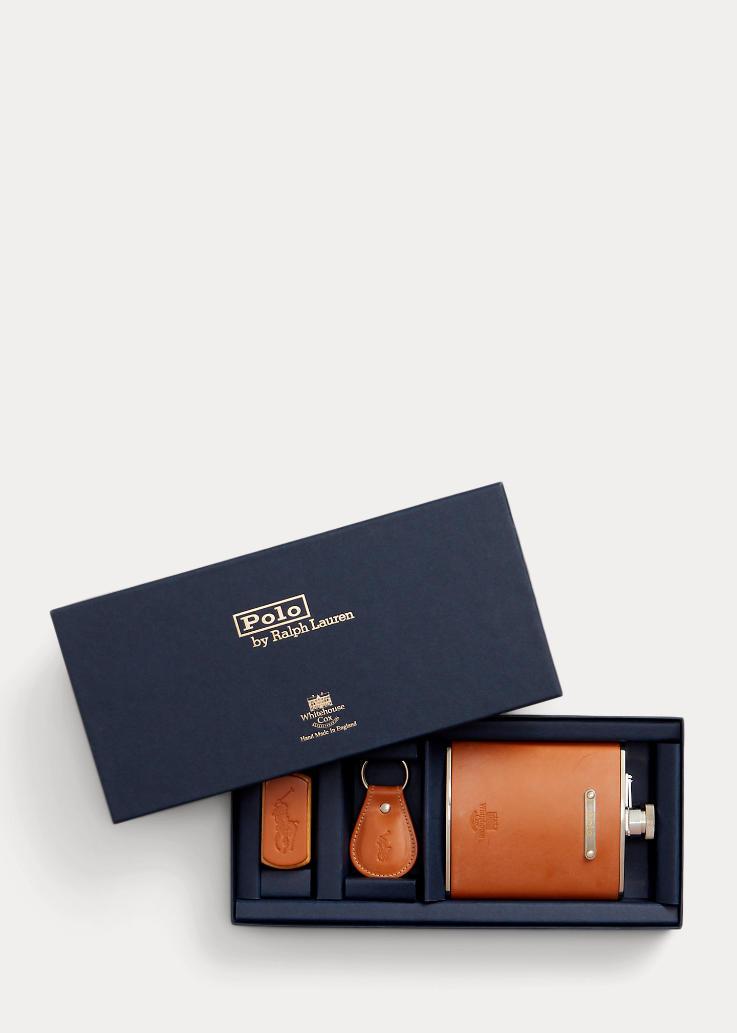 Bridle Leather Flask & Key Fob Gift Set