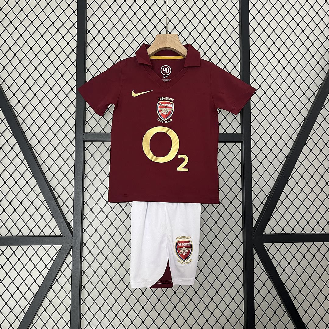 Arsenal Soccer Retro Jersey Home Kids Kit Jersey+Shorts 2005/06
