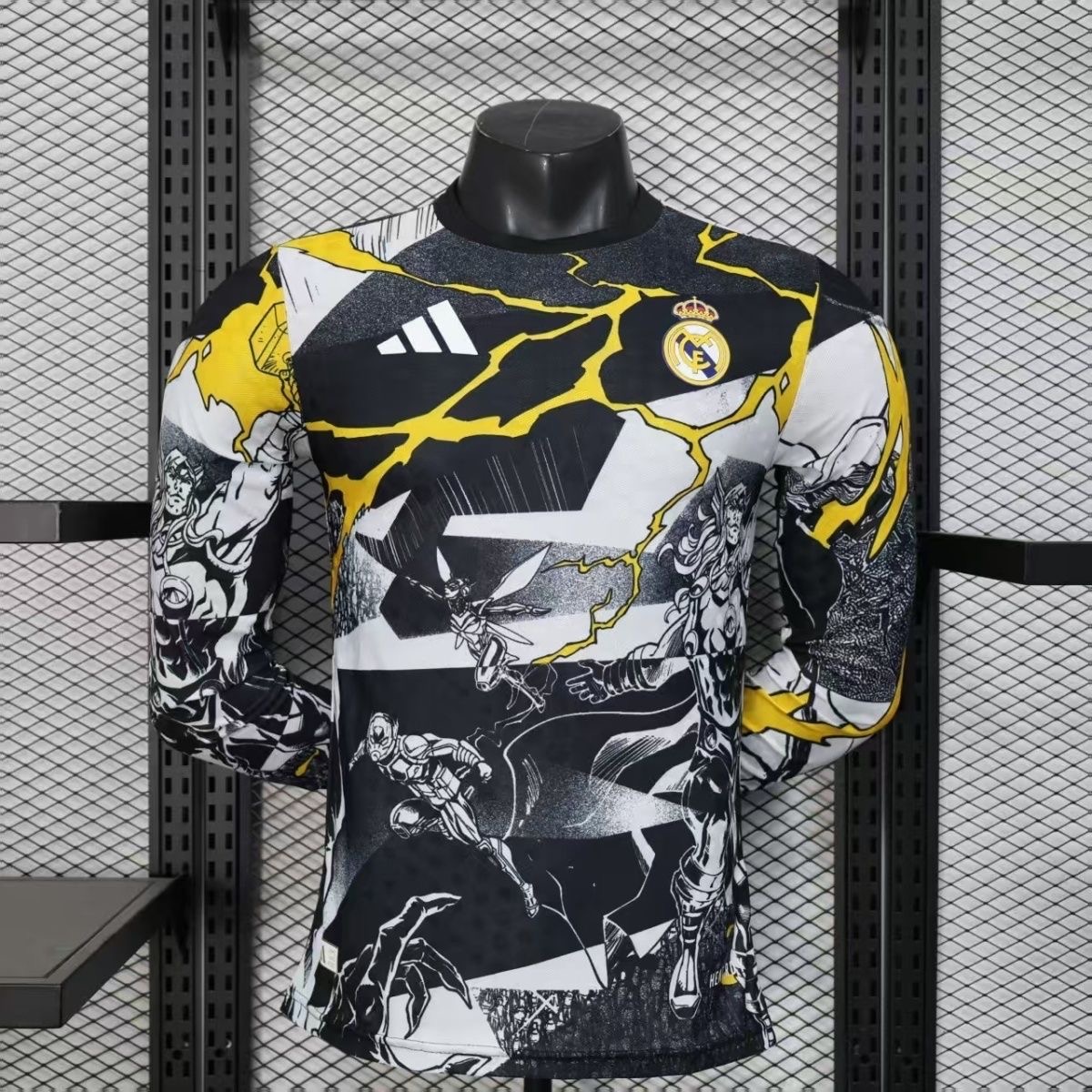 Real Madrid Authentic Soccer Jersey Pre-Match Marvel Long Sleeve Shirt 2025/26