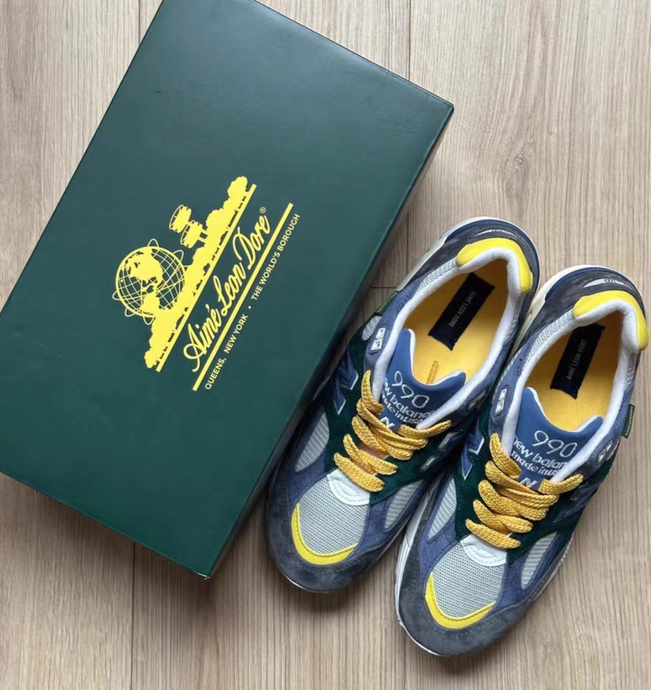 New Balance 990v2 Grey Teal Yellow