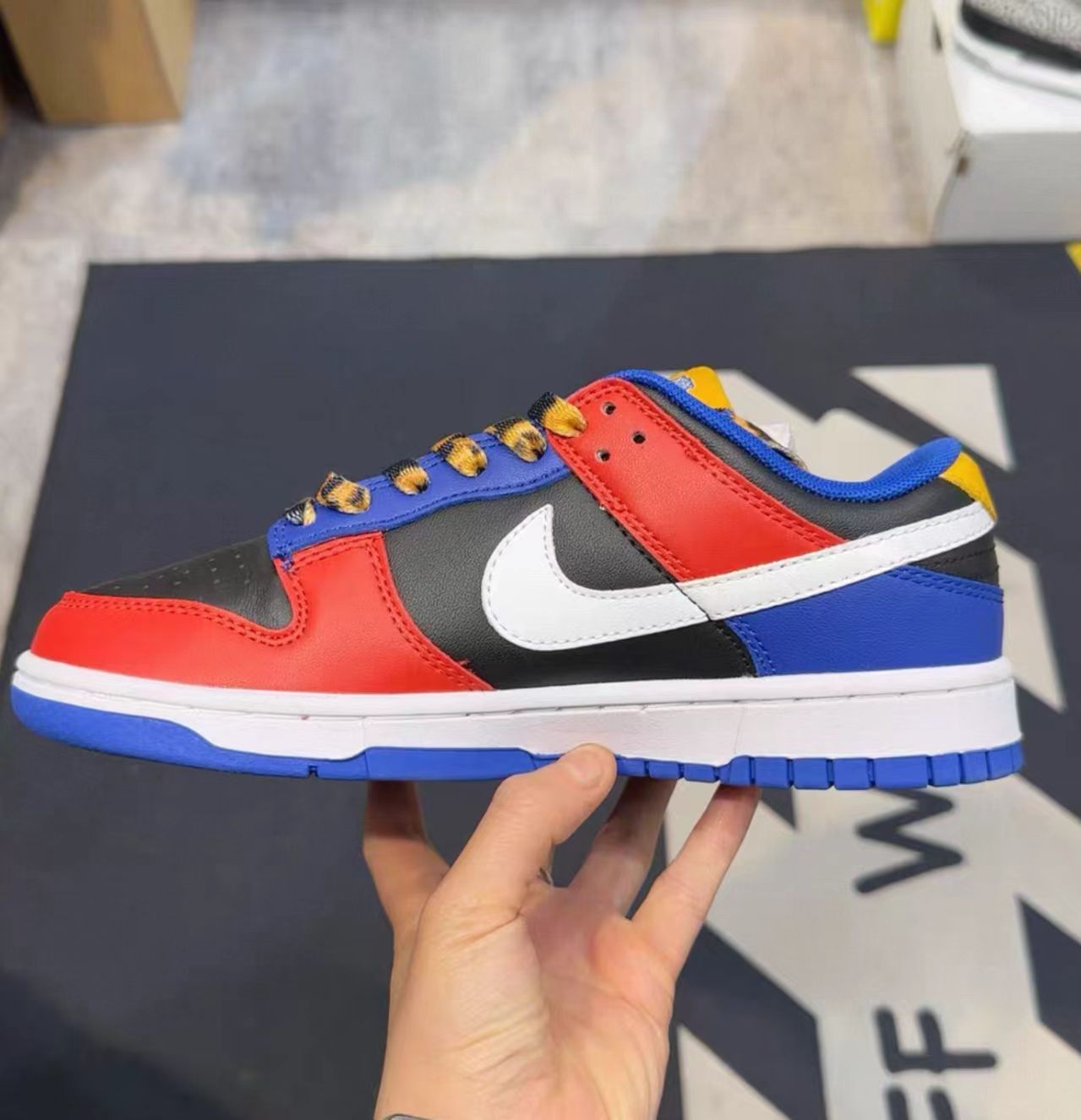 Nike Dunk Low Multicolor Black Red Blue Yellow