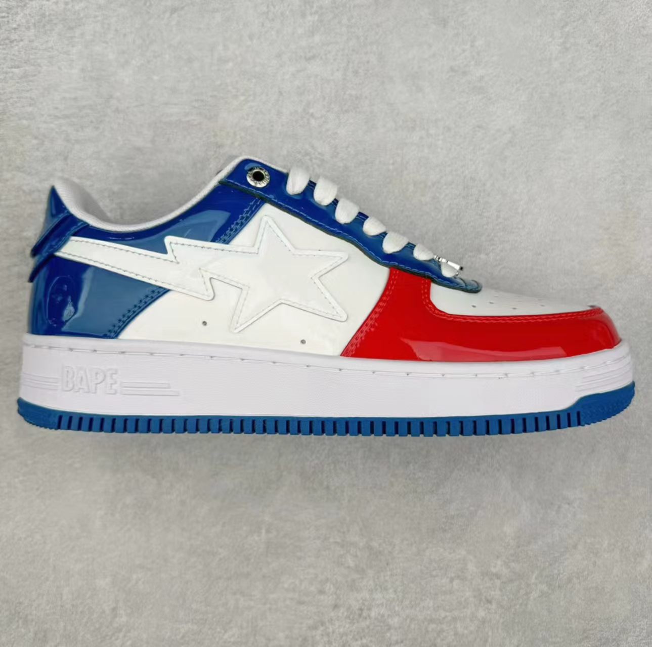 A Bathing Ape Bape Sta Low White Red Blue Leather