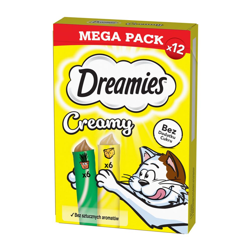DREAMIES Przysmak dla kotów Dreamies Creamy Mega Pack, kocimiętka, ser, 84 x 10 g