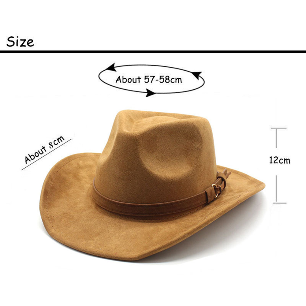 Men's Western Buckled Band Wide Brim Suede Cowboy Hat