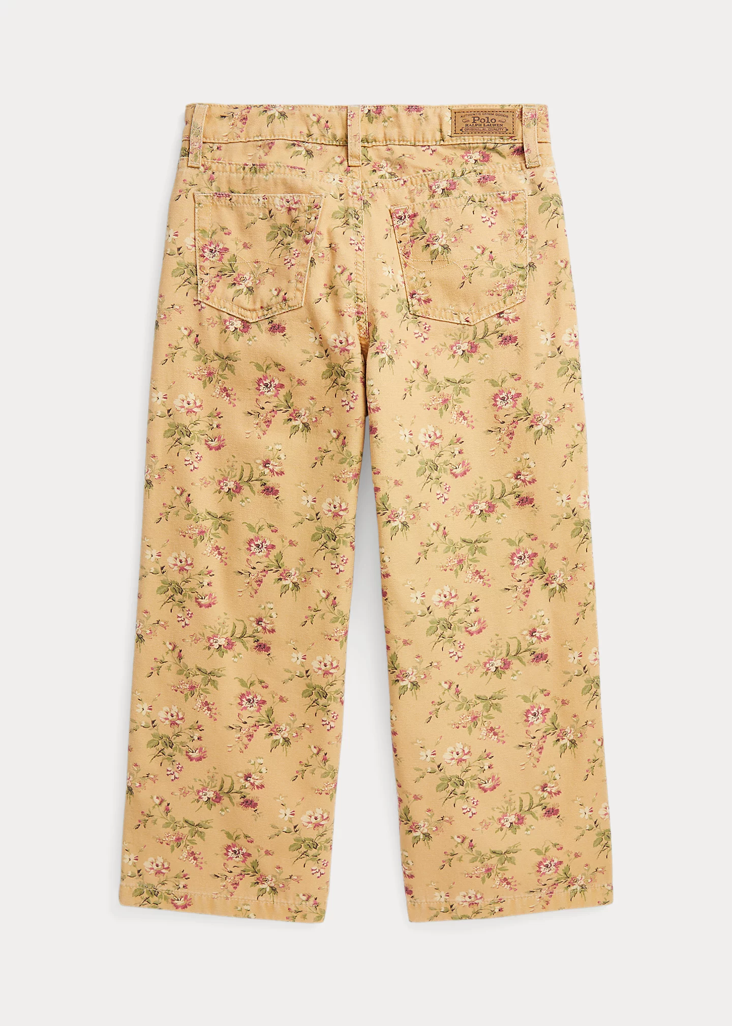 Floral Canvas Cropped Wide-Leg Pant