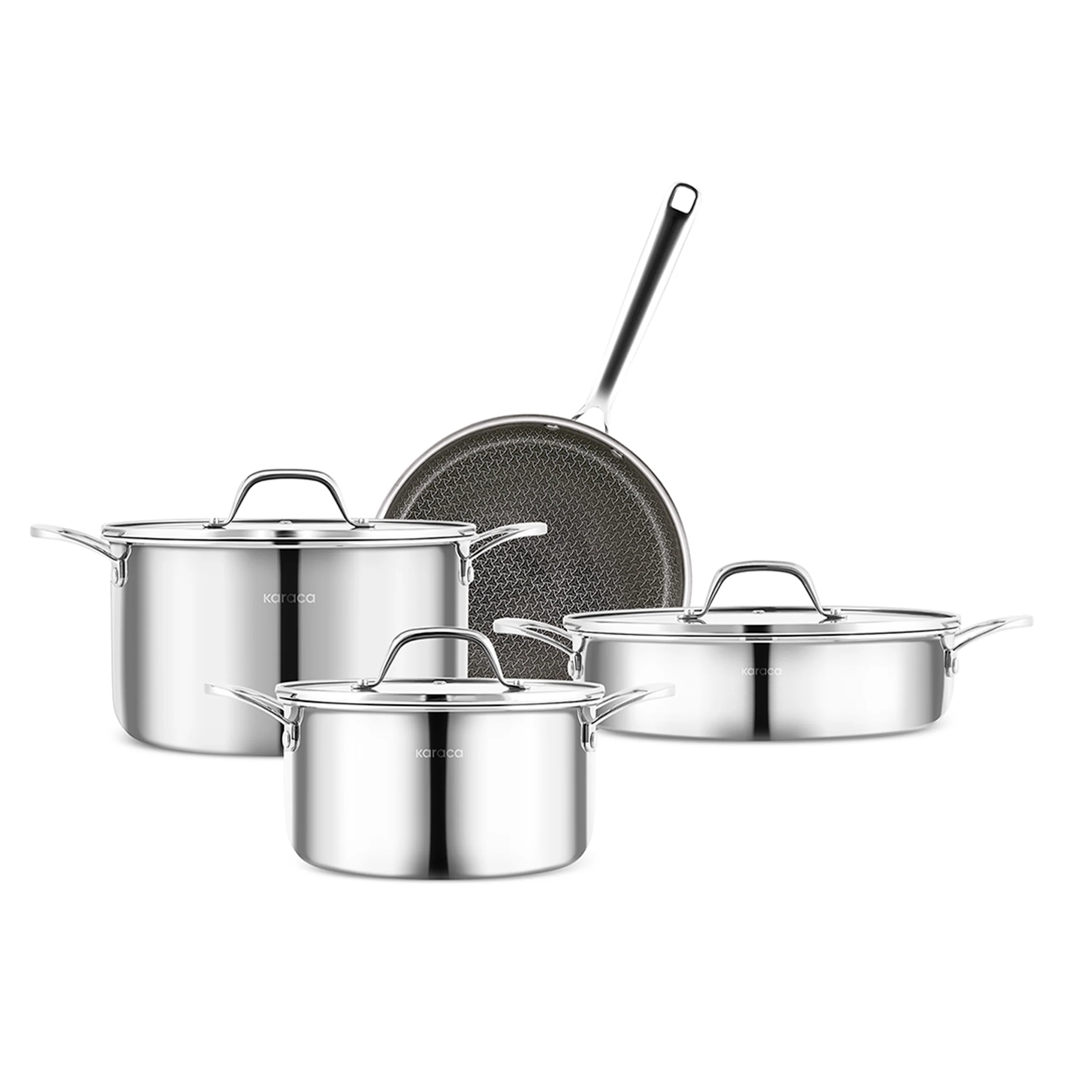 Ensemble de Casseroles Karaca Ceramica Steel 3Ply en Acier Inoxydable