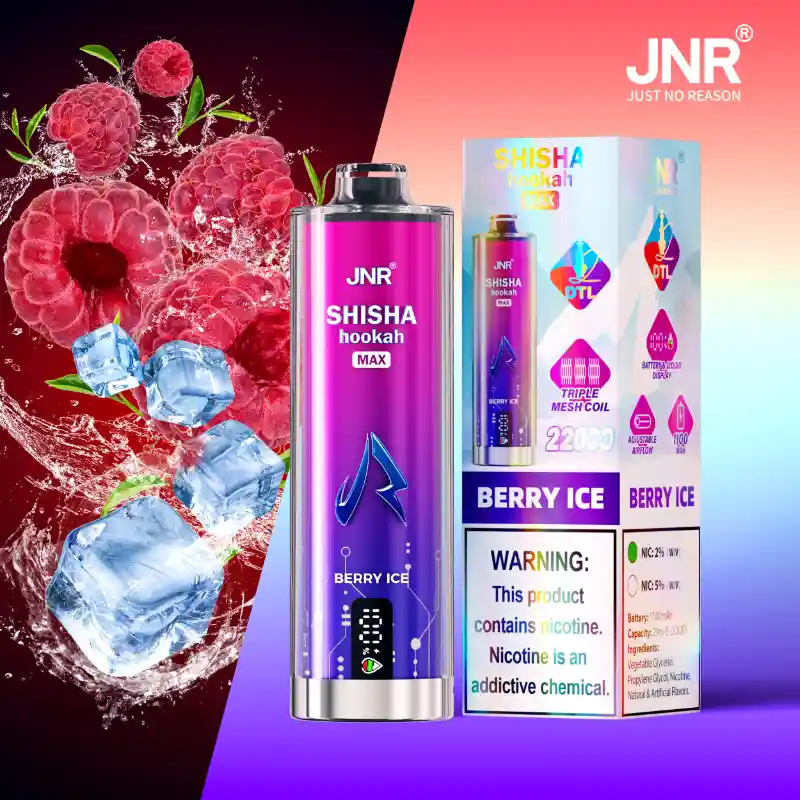 JNR Shisha Hookah Max 22000 Puffs - Disposable Vape - Berry Ice