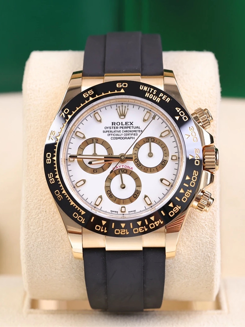 [2026 Mirror Grade]Rolex Daytona Yellow Gold / Ceramic / White / Oysterflex  m126518ln-0002
