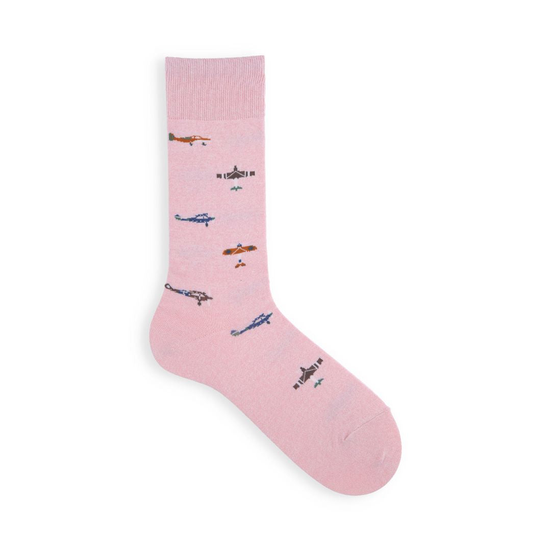 062140541 Airplane Pattern Crew Socks L