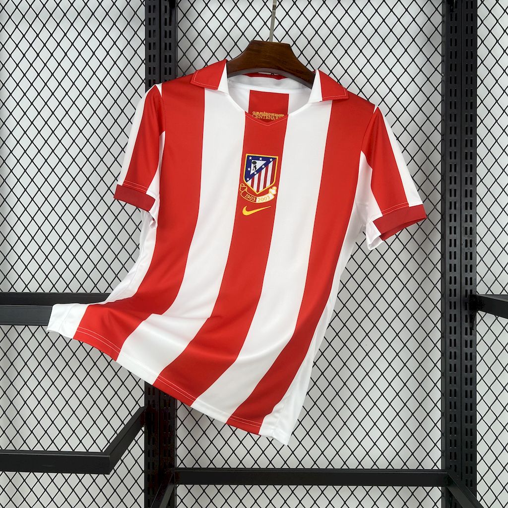 Atletico Madrid Retro Soccer Jersey 100th Anniversary Shirt 2003-04