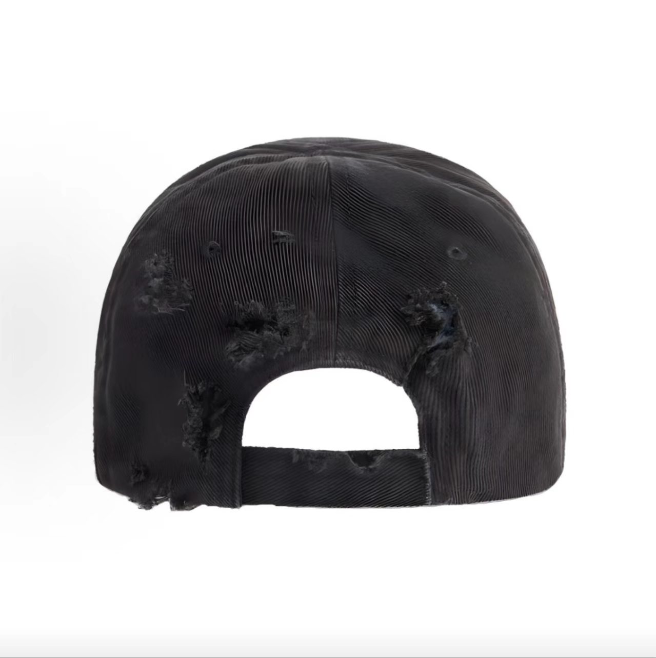 Balenciaga Crest Logo Pierced Distressed Cotton Baseball Cap