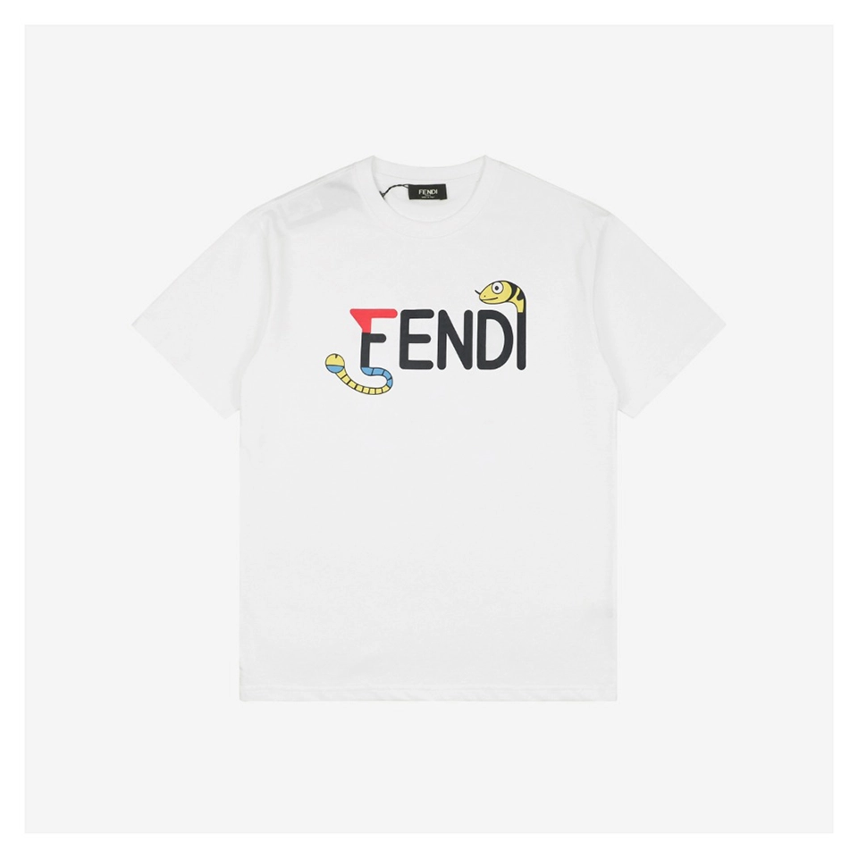 F Snake-Shaped Letter Graphic Print T-Shirt (Black/White)
