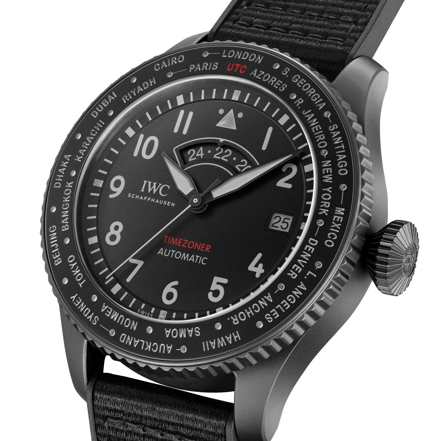 [2026 Mirror Grade]IWC Pilot's Timezoner Top Gun Ceratanium 46mm Mens Watch Black IW395505