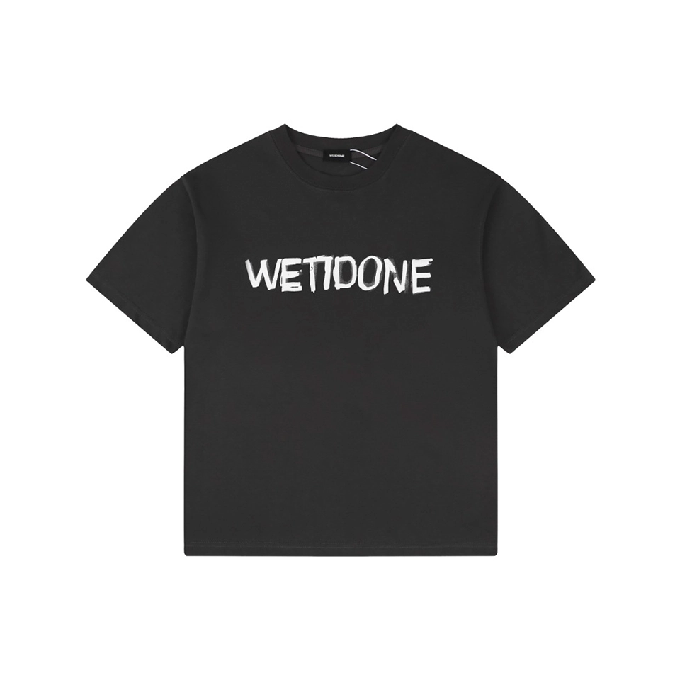 We11done Graffiti Brush Logo Print T-Shirt (White/Black)