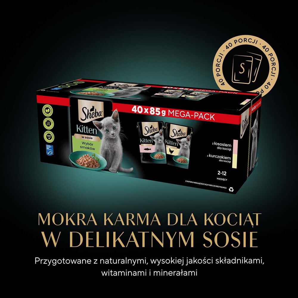 SHEBA Mokra karma Sheba Kitten Wybór Smaków, dla kociąt, 40 x 85 g