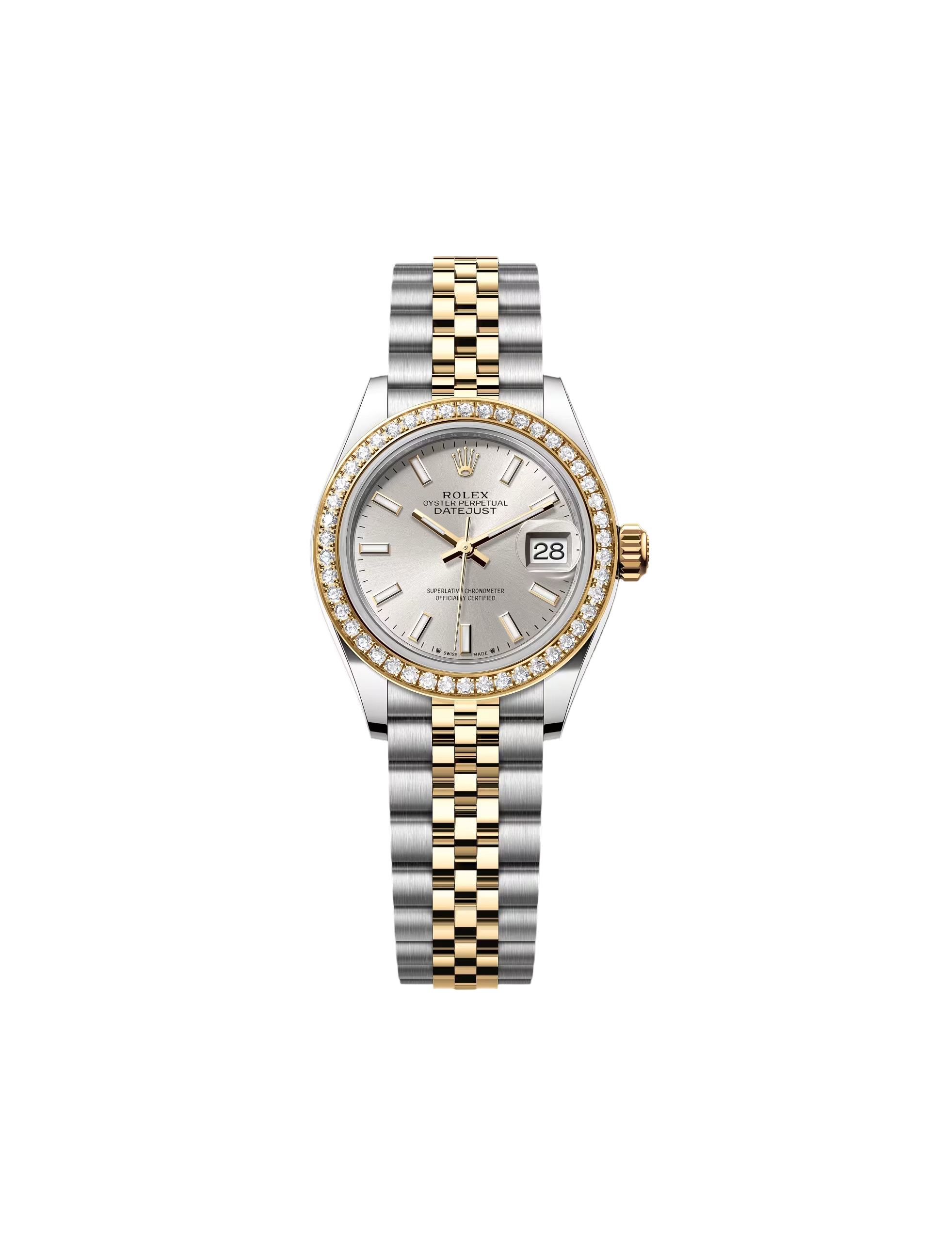 [2026 Mirror Grade]RLX Lady-Datejust 28mm 279383RBR Silver Dial Yellow Rolesor Oyster Bracelet