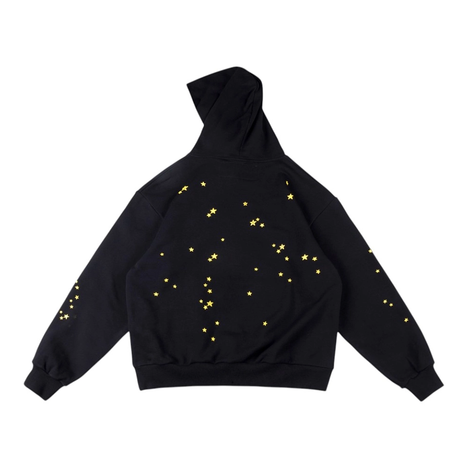 Sp5der Black Atlanta Web Star Graphic Hoodie
