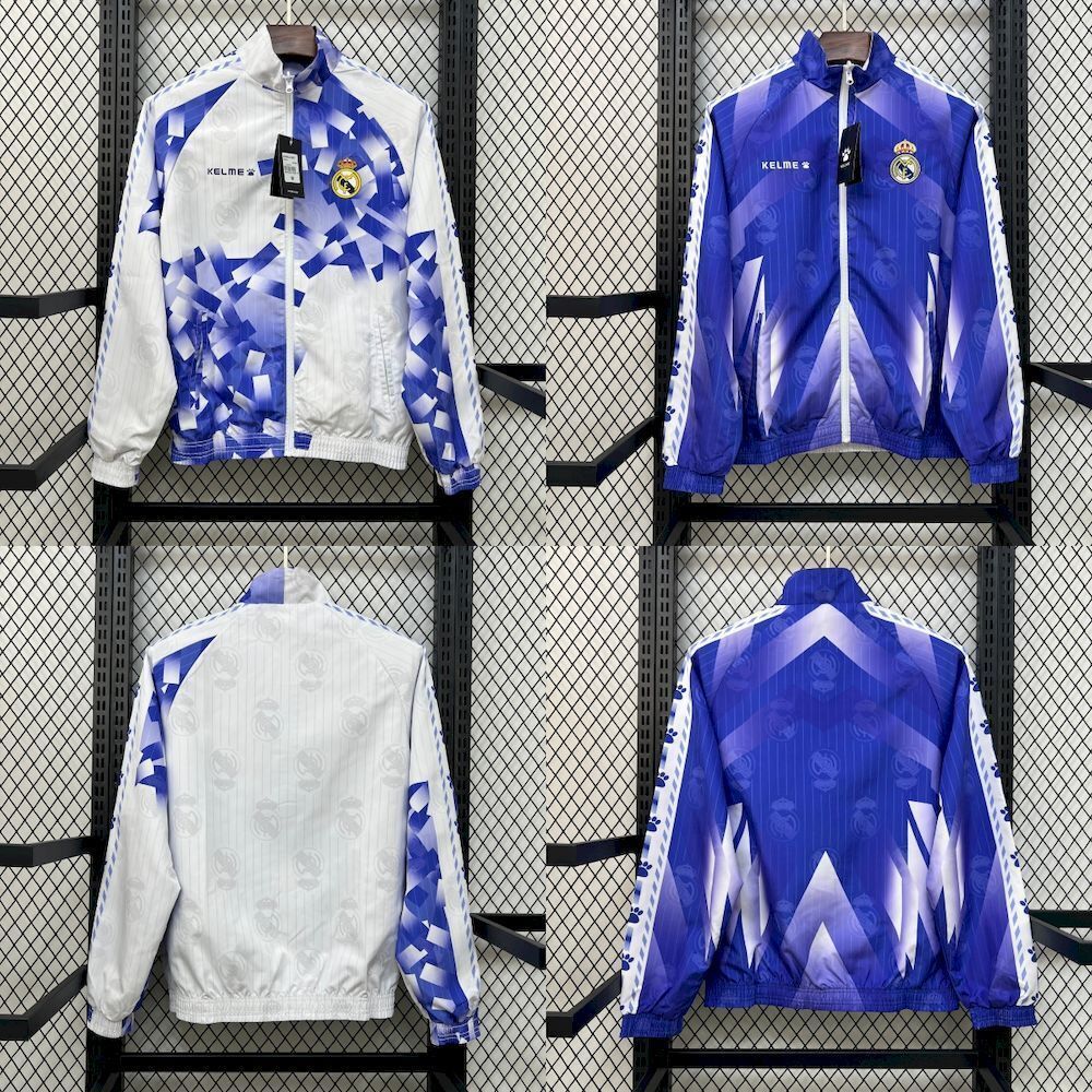 Real Madrid Retro Reversible Double-Sides Windbreaker Jacket 1996-97