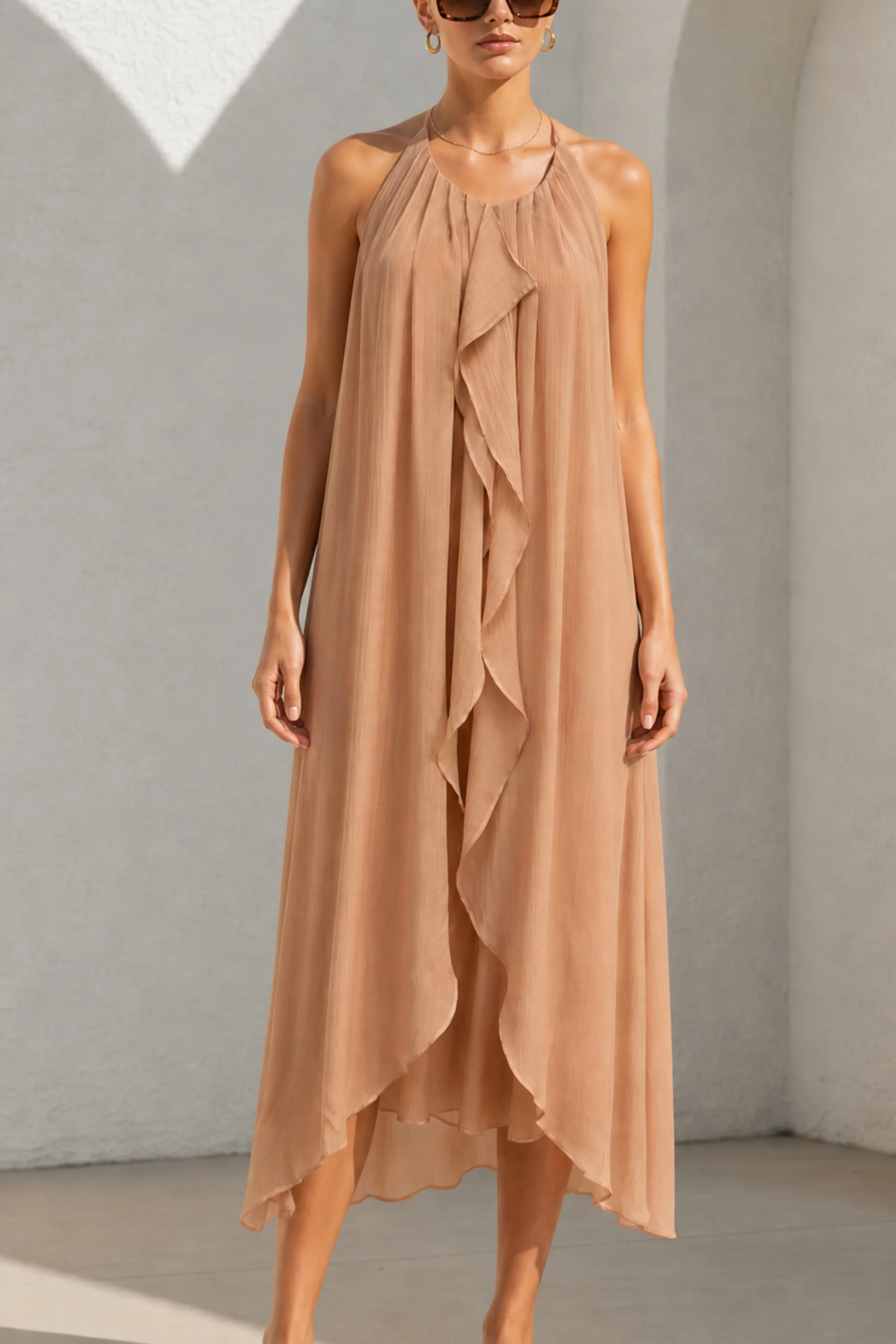 Peach Serenity Ruffle Dress