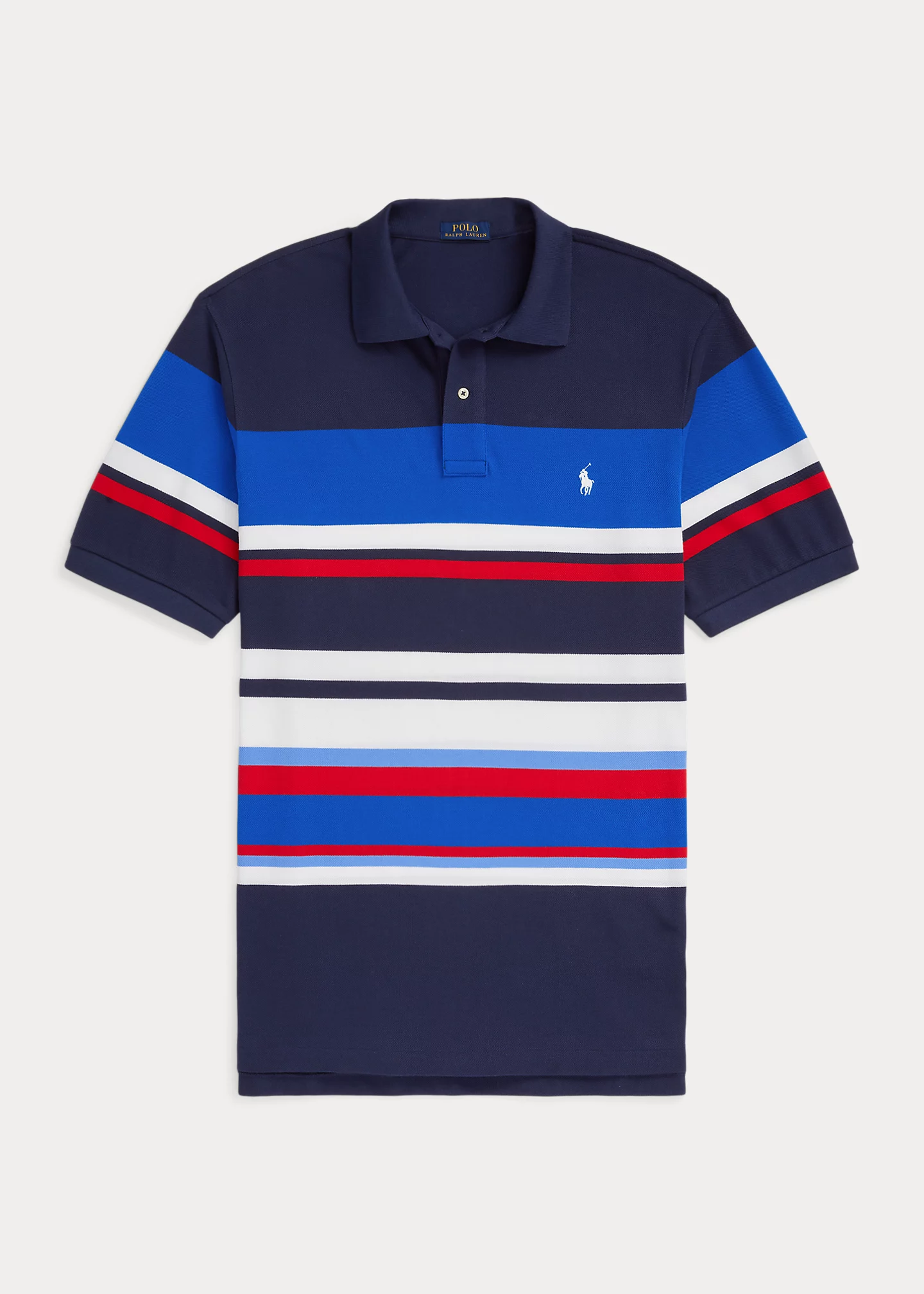 Striped Mesh Polo Shirt
