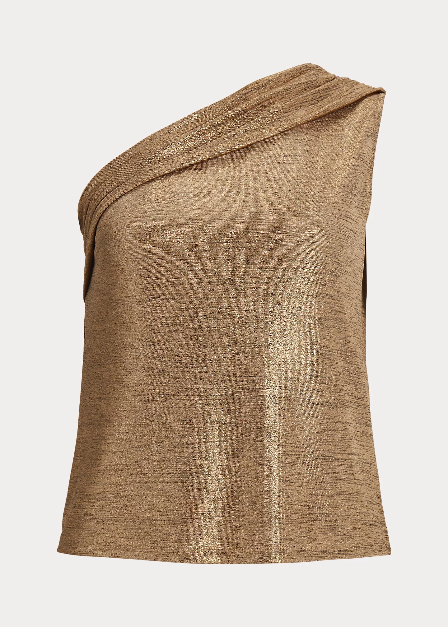 Foil-Print Jersey One-Shoulder Top
