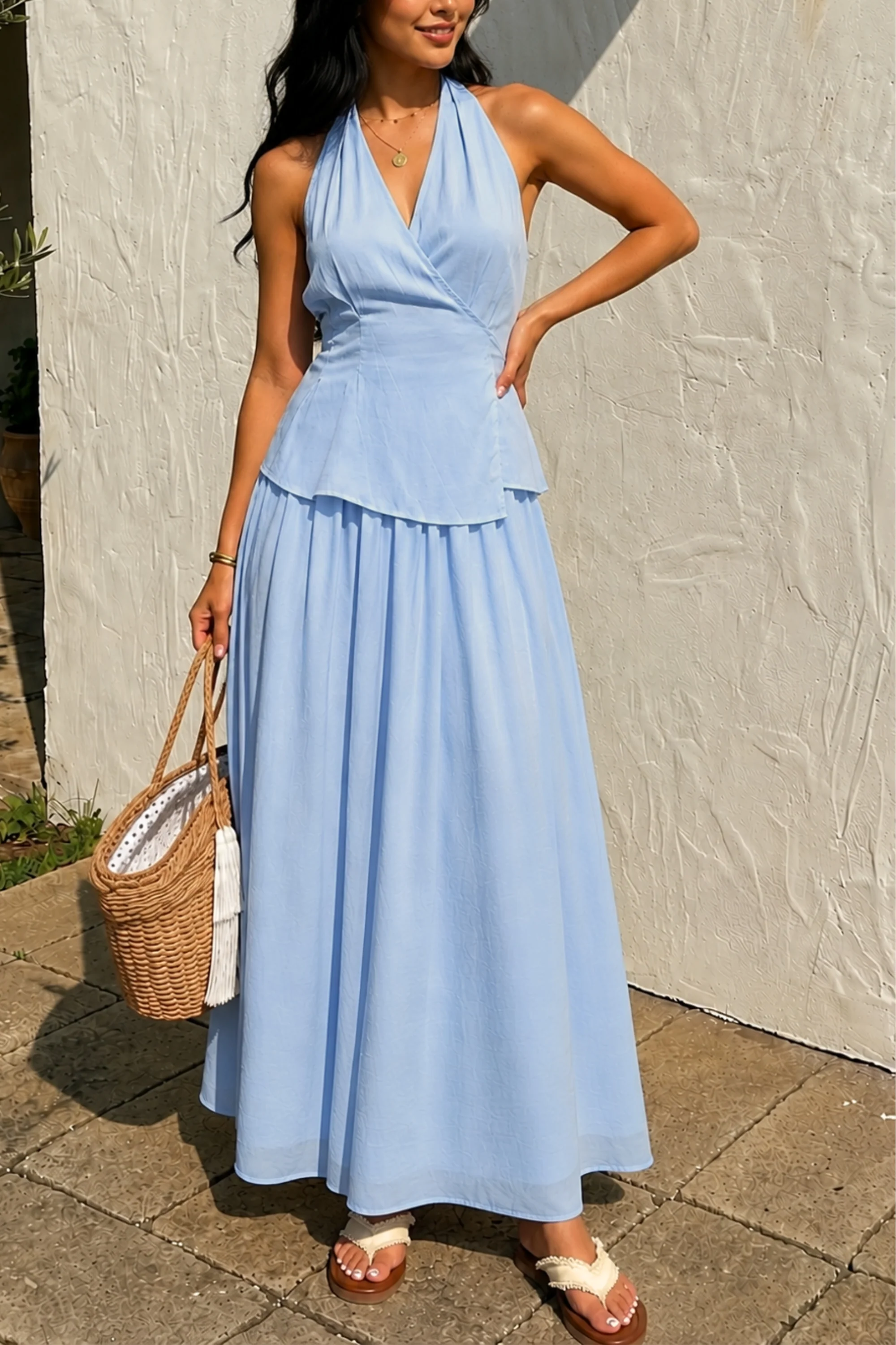 Peri Blue Wrap Top & Skirt Co-ord Set
