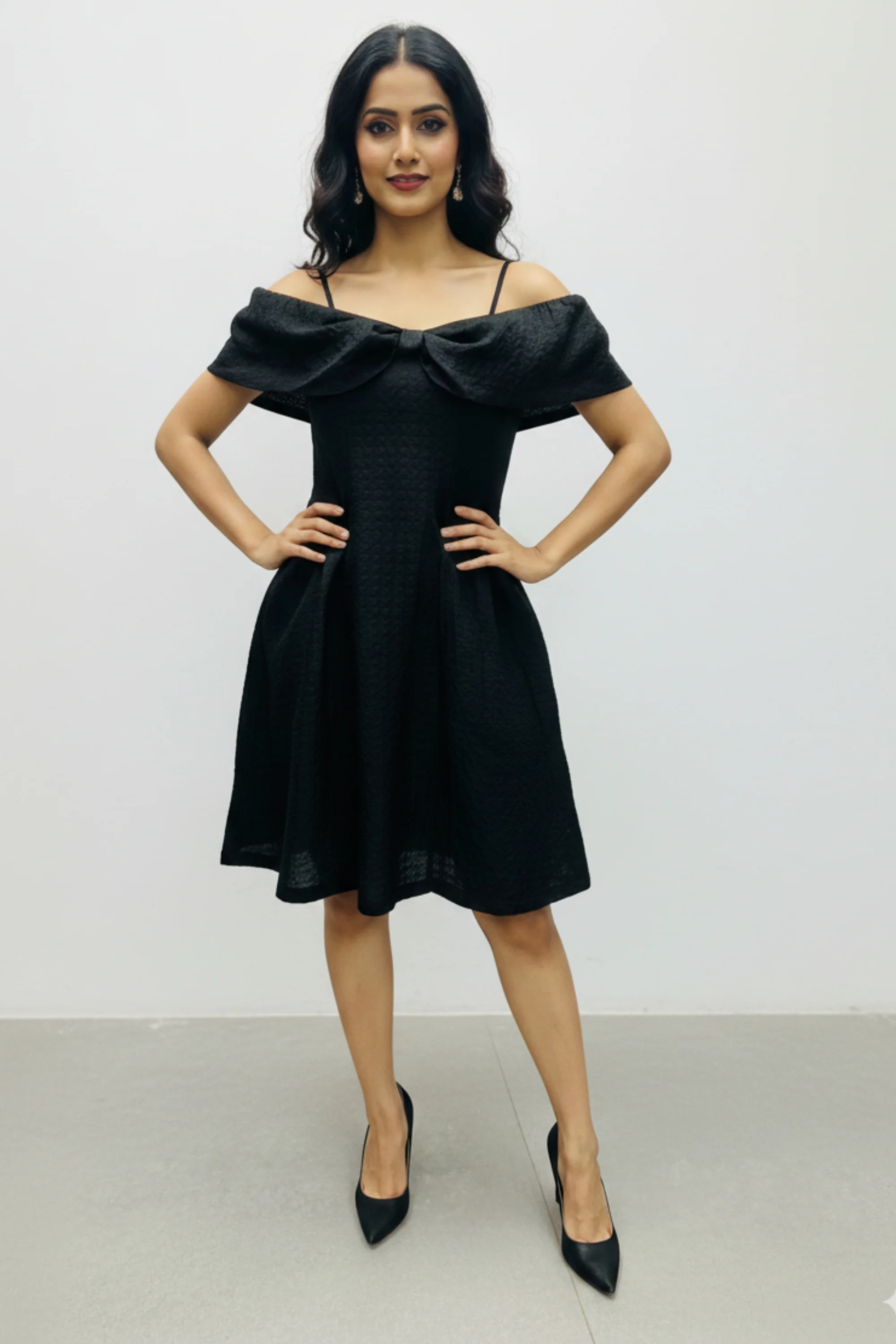 Classic Black Bow-Tie Mini Dress