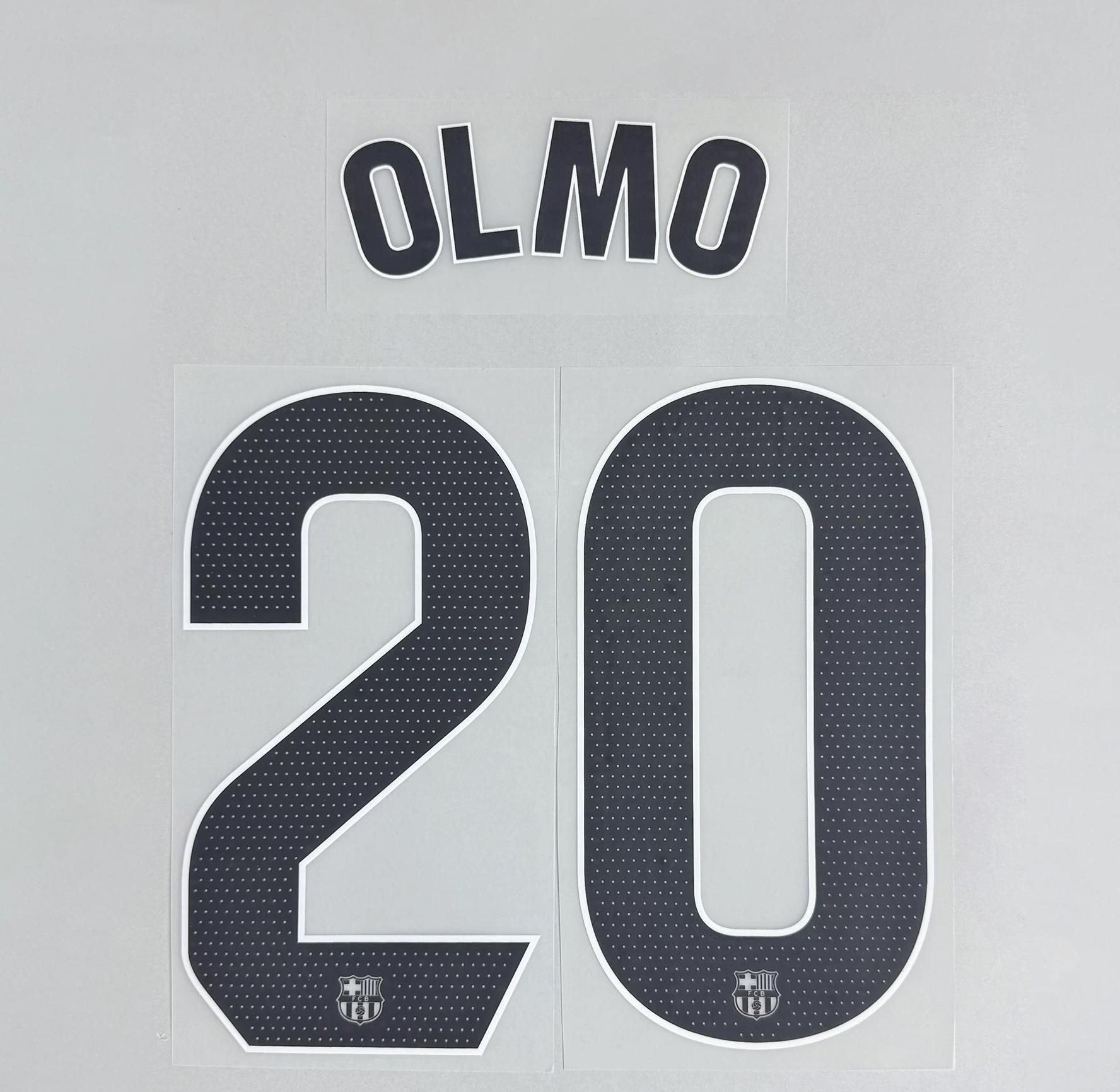 OLMO #20 FC Barcelona 2025-26 Away La Liga Football Soccer Name & Number Set